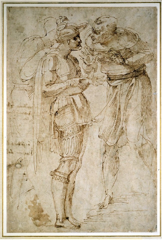 Michelangelo - Recto Three Men in Conversation, WA1846.72