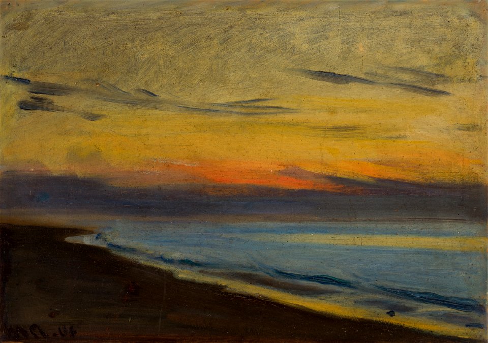 Michael Ancher, Solnedgang. Skagen, 1906, 1145, Skagens Kunstmuseer 