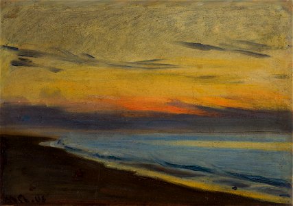Michael Ancher, Solnedgang. Skagen, 1906, 1145, Skagens Kunstmuseer . Free illustration for personal and commercial use.
