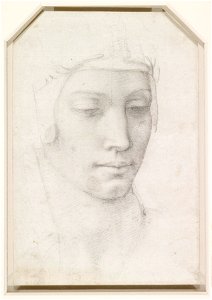 Michelangelo - Recto The head of the Virgin, RCIN 912764