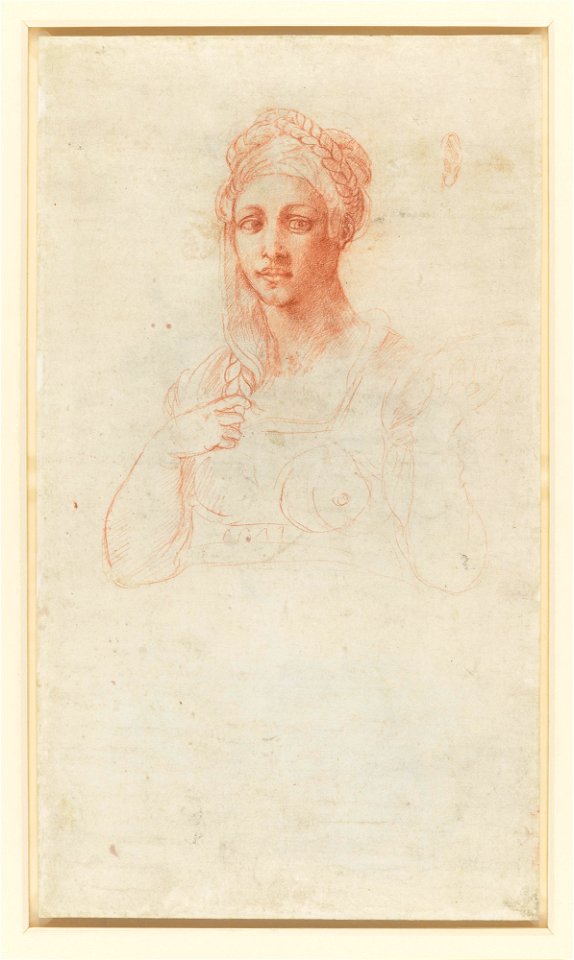 Michelangelo - Verso a woman and a study for an ear 1533, RCIN 912766