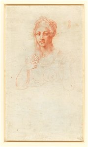 Michelangelo - Verso a woman and a study for an ear 1533, RCIN 912766