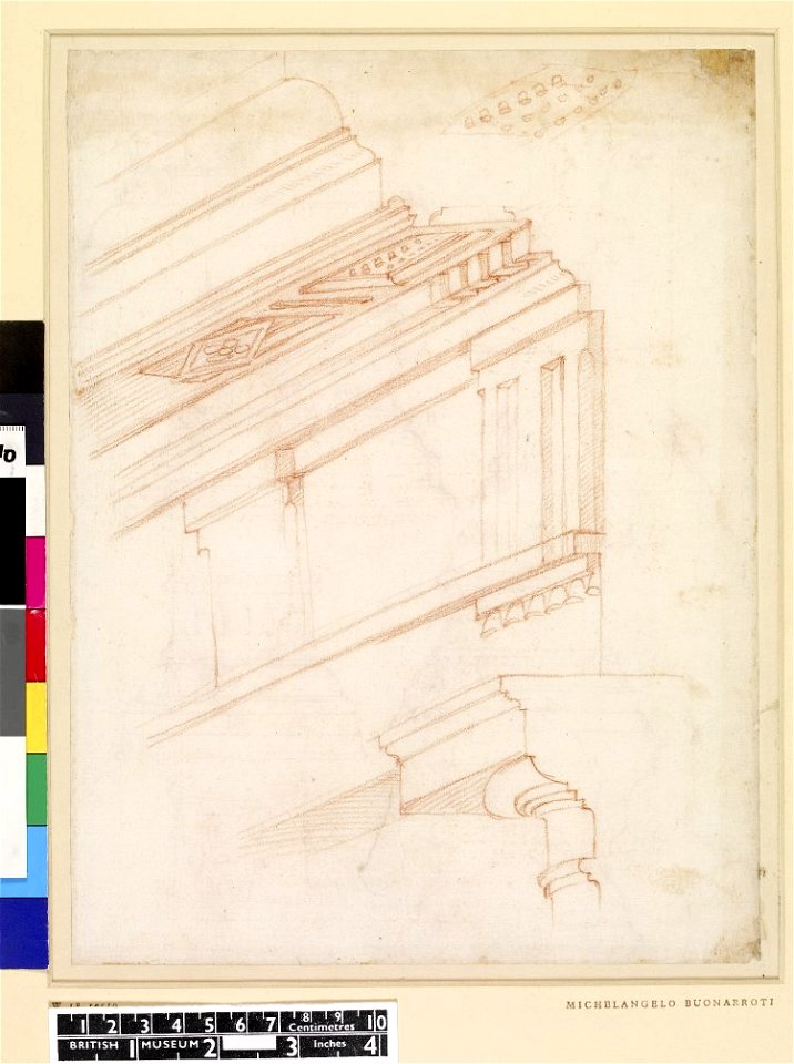 Michelangelo - Details of classical architecture Doric order from the Theatre of Marcellus (capital and entablature). 1515-18, 1859,0625.560.1
