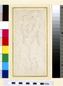Michelangelo - Sketch of a male Nude advancing, WA1846.81