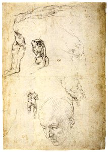 Michelangelo - Various Studies (verso), 1533-34