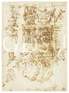 Michelangelo - inv. 615 E, Crocifissione di san Pietro - copia da