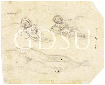 Michelangelo - inv. 17389 F v., Due studi di putti semisdraiati - copia da
