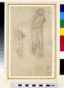 Michelangelo - Recto Sketches of two Male Figures, WA1846.82. Free illustration for personal and commercial use.