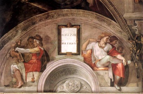 Michelangelo - Sistine Chapel - Lunette Eleazar and Mathan - WGA