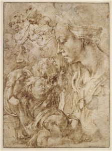 Michelangelo Buonarroti - Studies for a Holy Family - Google Art Project. Free illustration for personal and commercial use.
