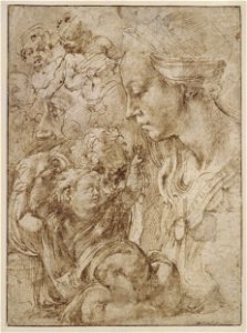 Michelangelo Buonarroti - Studies for a Holy Family - Google Art Project