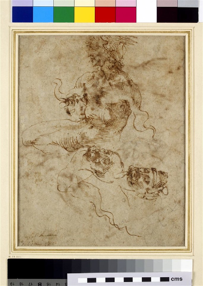 Michelangelo - Recto A Figure resembling a Triton, WA1846.38
