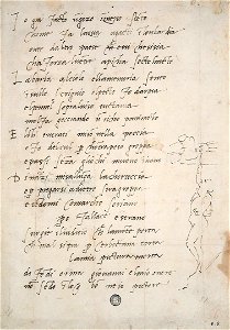 Michelangelo Buonarroti (Italian, 1475–1564). Sonnet To Giovanni da Pistoia and Caricature on His Painting of the Sistine Ceiling. Pen and brown ink. Casa Buonarroti, Florence Archivio Buonarroti (XIII, fol. 111)