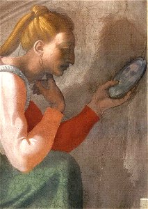 Michelangelo - Sistine Chapel lunette Naason, detail woman