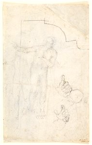 Michelangelo - Sheet of Studies The draped figure of Christ, Cat. 438