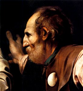 Michelangelo Merisi da Caravaggio - Supper at Emmaus (detail) - WGA04146