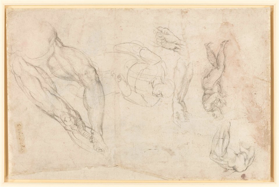 Michelangelo - Verso studies for a soul being saved by an angel. c. 1534, RCIN 912776