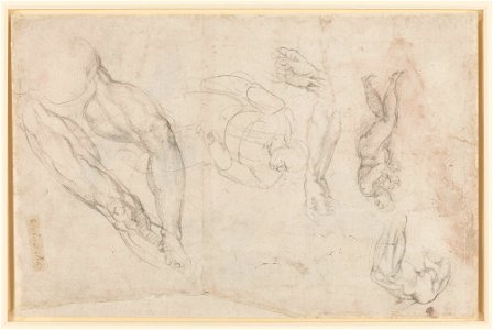 Michelangelo - Verso studies for a soul being saved by an angel. c. 1534, RCIN 912776