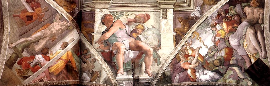 Michelangelo Buonarroti - Frescoes above the altar wall - WGA15254