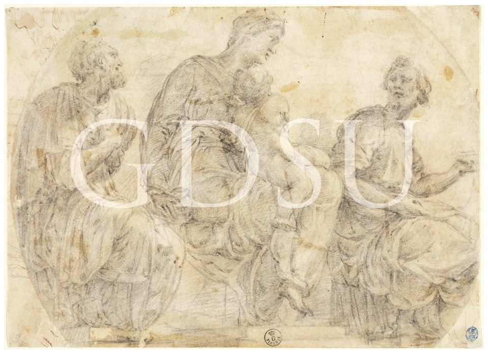 Michelangelo - inv. 182 S r., Madonna con il Bambino e due santi - scuola (attribuzione tradizionale)