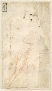 Michelangelo - Schets van een figuur naar rechts lopend, zonder hoofd, A 031 verso