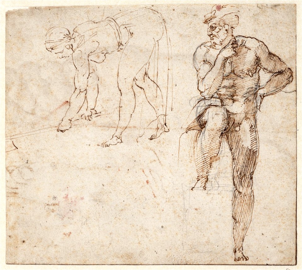 Michelangelo - Staande man en vrouw met een schoffel, A 017 recto