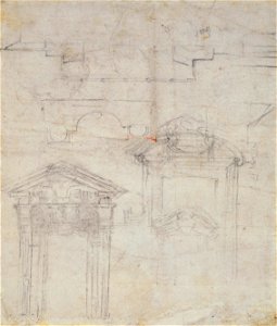 Michelangelo - Verso Architectural studies. circa 1530circa 1540, RCIN 912769