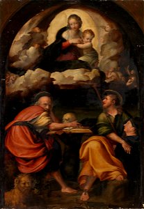 Michelangelo Anselmi (^) - Maria mit Kind in der Glorie, den hll. Hieronymus und Jakobus mit Stifter - WAF 161 - Bavarian State Painting Collections