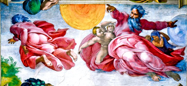 Michelangelo - Creation of Sun Moon and Planets post restoration crop