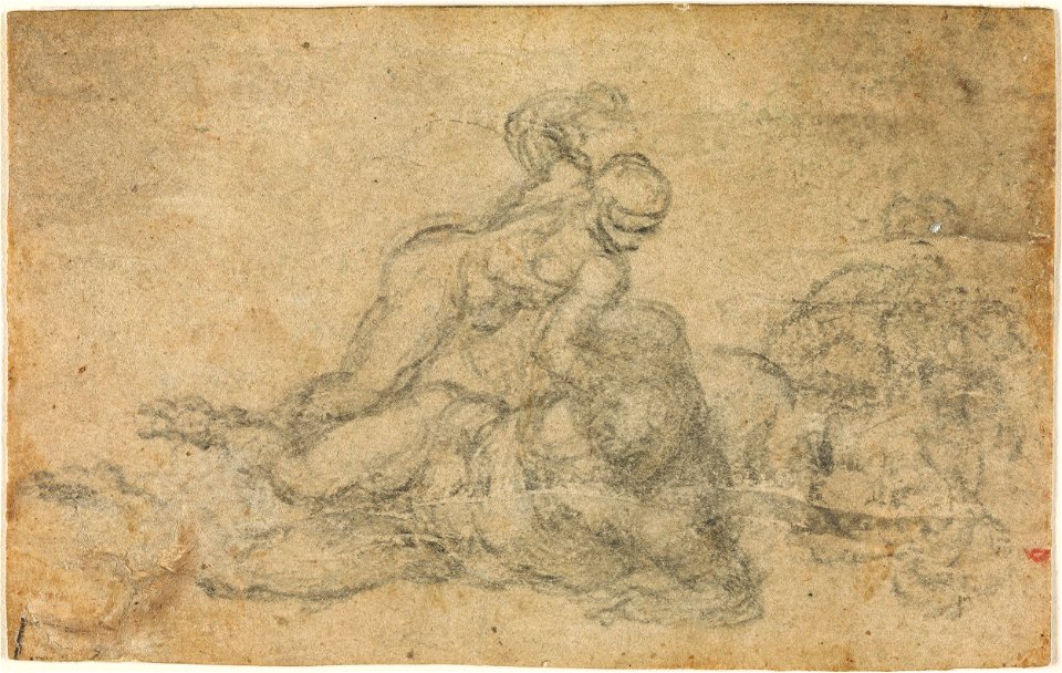 Michelangelo - David and Goliath. Verso Ruled Architectural Studies, ca. 1550-1556, I, 32a