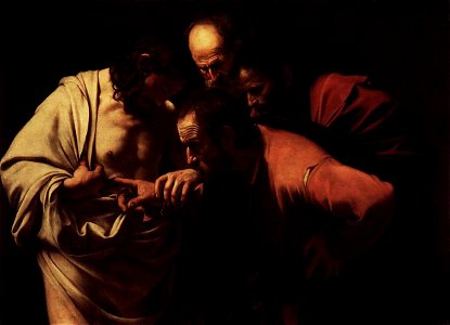 Michelangelo Merisi da Caravaggio - The Incredulity of Saint Thomas - WGA04141. Free illustration for personal and commercial use.