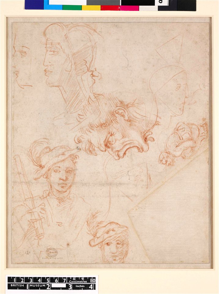 Michelangelo - Verso Studies of heads and figures, 1895,0915.493