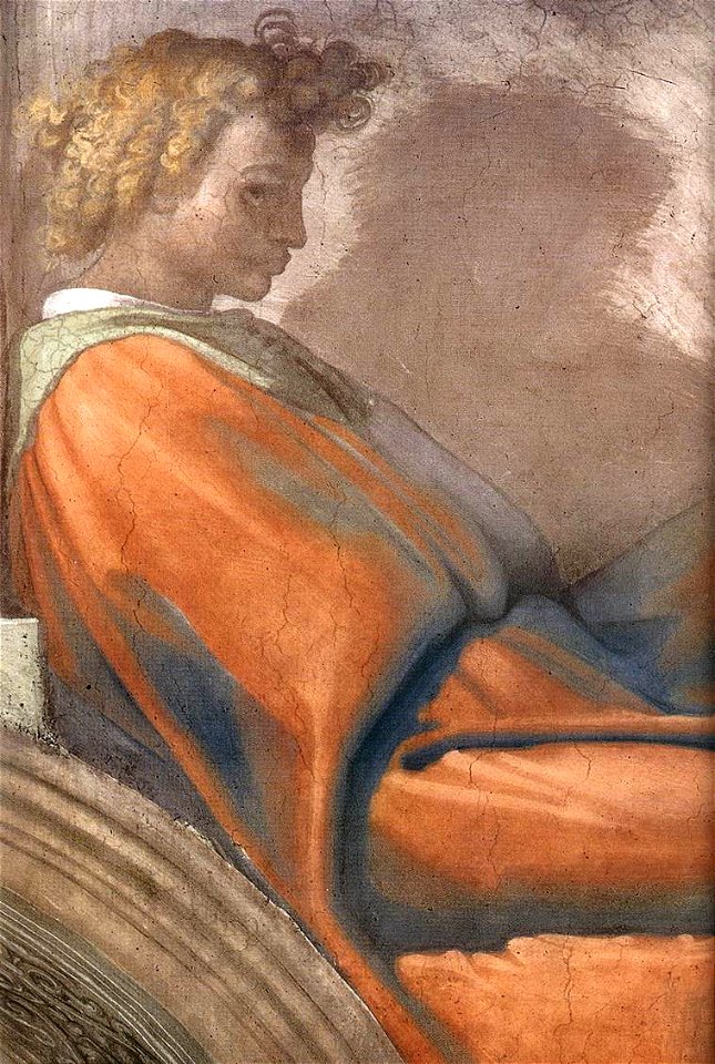 Michelangelo - Sistine Chapel lunette Naason, detail Naason