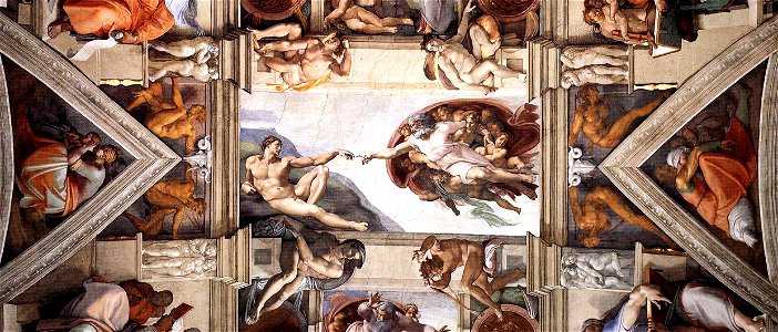 Michelangelo, Creation of Adam 00. Free illustration for personal and commercial use.