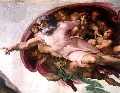 Michelangelo, Creation of Adam 04. Free illustration for personal and commercial use.