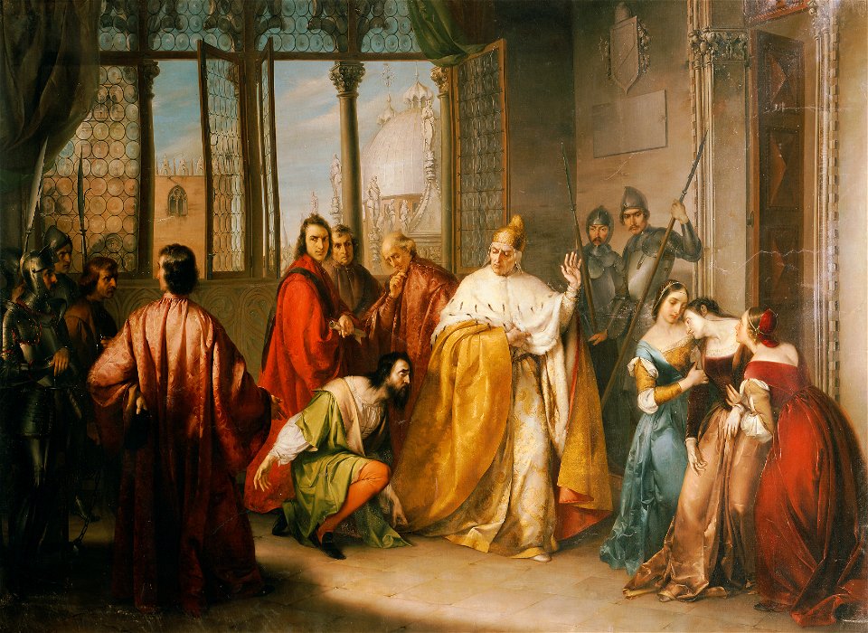 Michelangelo Grigoletti - Der Doge Francesco Foscari schickt seinen Sohn Giacomo in die Verbannung (I due Foscari) - 3040 - Kunsthistorisches Museum