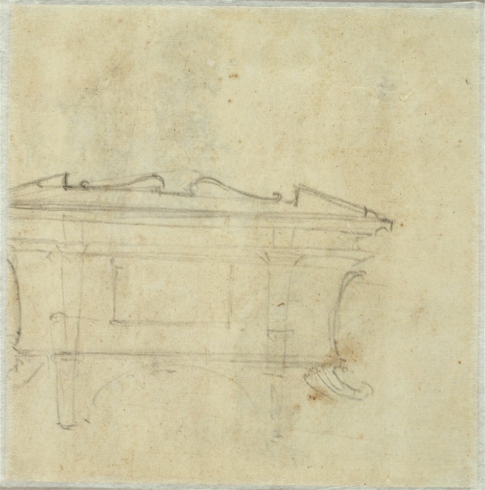 Michelangelo - verso Study for a Sarcophagus in the New Sacristy of San Lorenzo, 1521, 1932.152