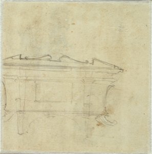 Michelangelo - verso Study for a Sarcophagus in the New Sacristy of San Lorenzo, 1521, 1932.152