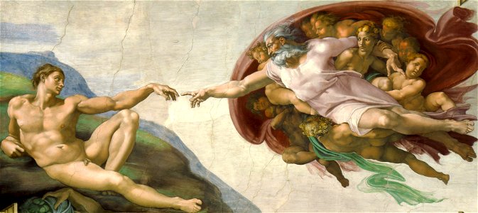 Michelangelo, The Creation of Adam. Free illustration for personal and commercial use.