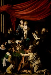 Michelangelo Merisi, called Caravaggio - Madonna of the Rosary - Google Art Project. Free illustration for personal and commercial use.