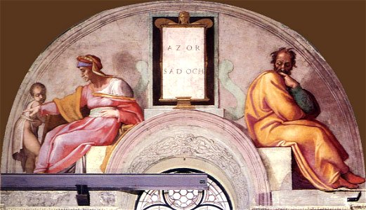 Michelangelo, lunetta, Azor - Zadok. Free illustration for personal and commercial use.