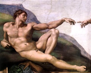 Michelangelo, Creation of Adam 03. Free illustration for personal and commercial use.