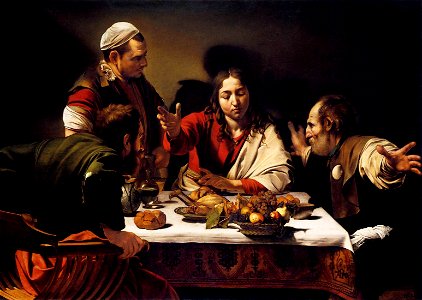 Michelangelo Merisi da Caravaggio - Supper at Emmaus - WGA04142. Free illustration for personal and commercial use.