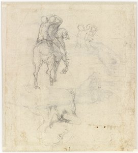 Michelangelo Buonarroti - Studies of a Horse with Two Nude Riders and a Male Torso - Google Art Project