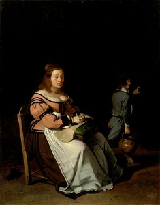 Michiel Sweerts - A lady sewing in an interior