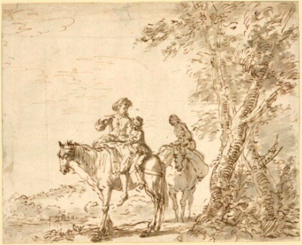 Michiel Sweerts - Family on horse-back near a cluster of trees