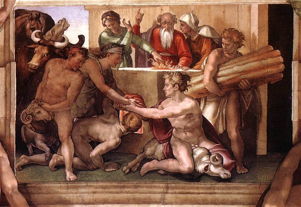 Michelangelo, Sacrifice of Noah 01