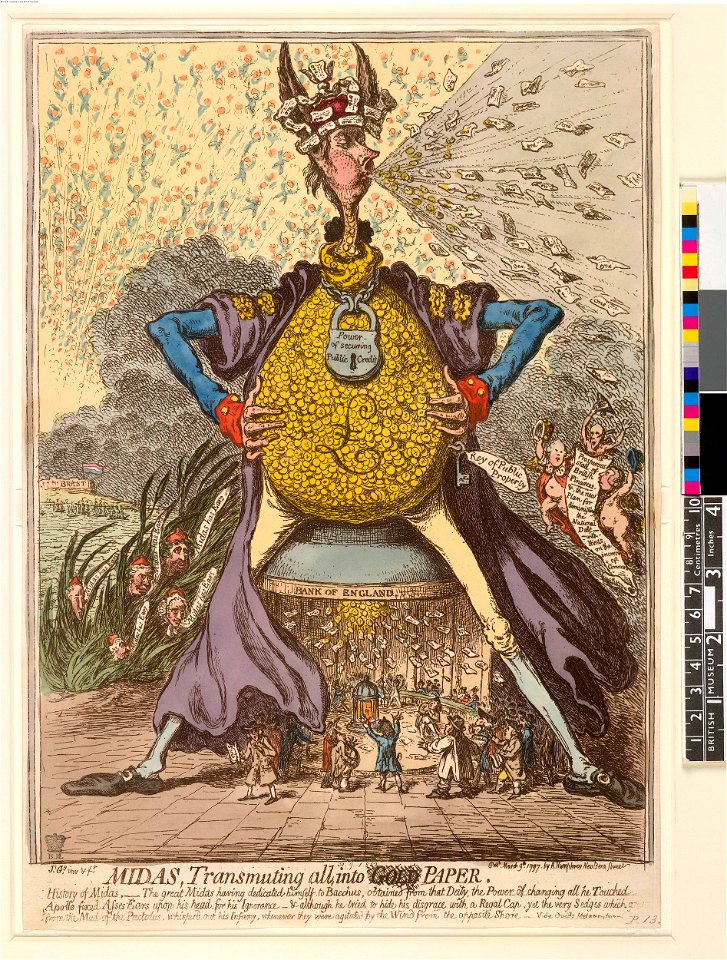 Midas, transmuting all, into paper (BM 1851,0901.852)