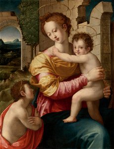 Michele di Ridolfo del Ghirlandaio - La Virgen y el Niño con San Juan Bautista, c. 1570