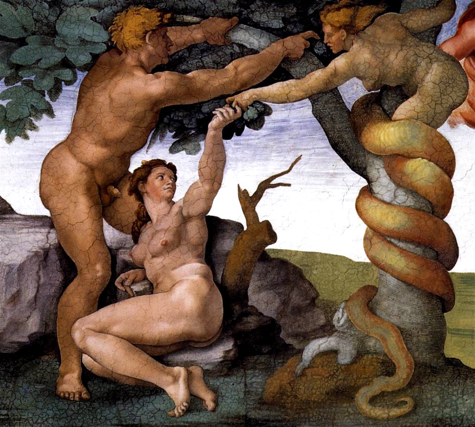 Michelangelo, Fall and Expulsion from Garden of Eden 04